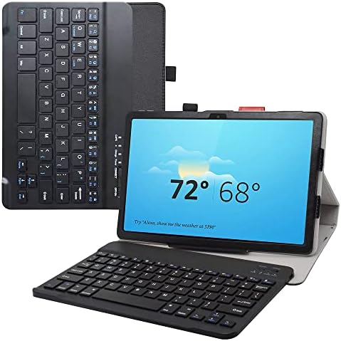 LiuShan, Съвместим с калъф за клавиатура Lenovo Tab M10 Plus, Подвижна Чанта от изкуствена кожа с поставка за клавиатура за таблет 10,6 Lenovo Tab M10 Plus 3-то поколение (TB125FU), черен