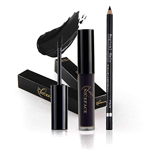 Набор от матирана течни блесков за устни и молив за устни Coosa Professional Makeup, Трайна Водоустойчива Течна Червило, черен (2 броя)