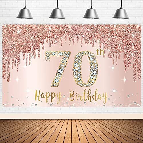 С 70-Годишнината на Банер Фон Бижута за Жени, Розово Злато 70 Рожден Ден Емблематичните Аксесоари, Розово, 70-Годишният