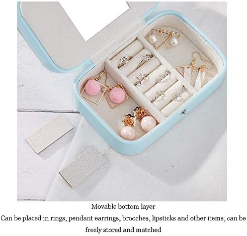MJCSNH Нова Креативната кутия за съхранение на бижута, Изкуствена кожа, Двупластова Малка Кутия За съхранение на Бижута, Преносима Ковчег за бижута, (Синя, розова, оран