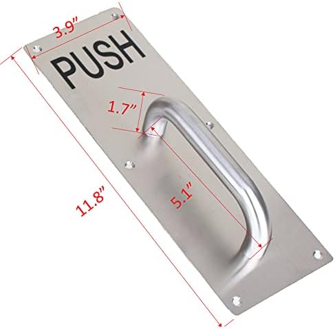 Здрава Врата копчето IMPEU, 1 опаковка, 12-инчов Търговски Врата планк с английски символ на Pull and Push, Матово покритие