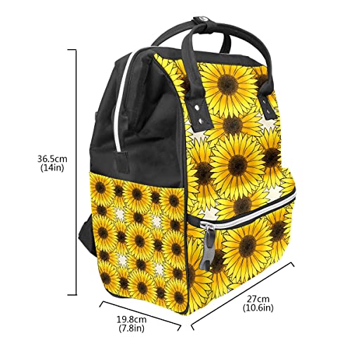 Чанта за Памперси Жълт Слънчоглед Компактни Растения с Голям Капацитет на Пътен Раница Раница