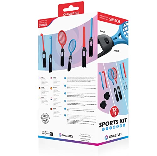 Oniverse [12в1] Комплект спортни аксесоари Switch - Семеен комплект аксесоари за Nintendo Switch Sports с тенис ракетками,