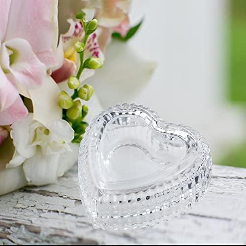 Кутия за съхранение под формата на сърце от кристал стъкло с капак, тава за бижута, декоративни подаръци, детска кутия
