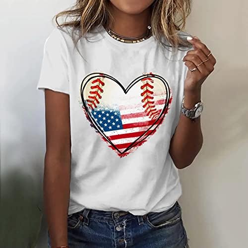 Жените риза, малък дамски модни тениска с бейсбольным принтом, къс ръкав, Лятна ежедневна туника, отгоре с дълъг ръкав, топлината
