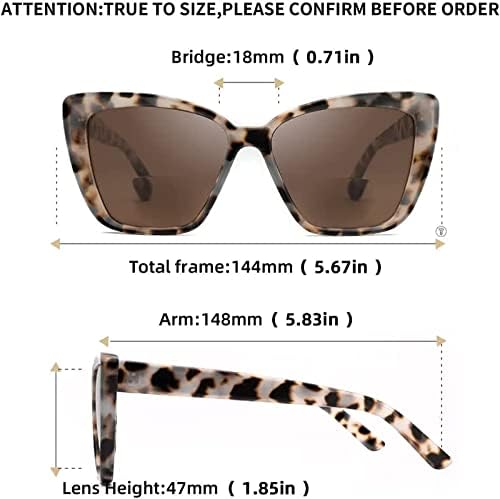 Бифокални очила за четене за жени, Уголемени Слънчеви Очила Cateye с UV400 Защита от Дамски Модни Класически Нюанси
