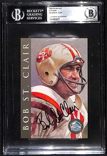 96 Боб Сейнт Клер - 1998 Ron Mix HOF Платина Футболни картички Autos (Звезда), Футболни топки БГД с автограф