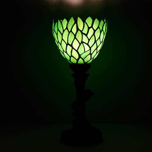 AVIVADIRECT Малка Лампа от Тифани, Настолна Лампа от Витражного Стъкло, Настолна лампа в стил Зелена Глициния, лампа