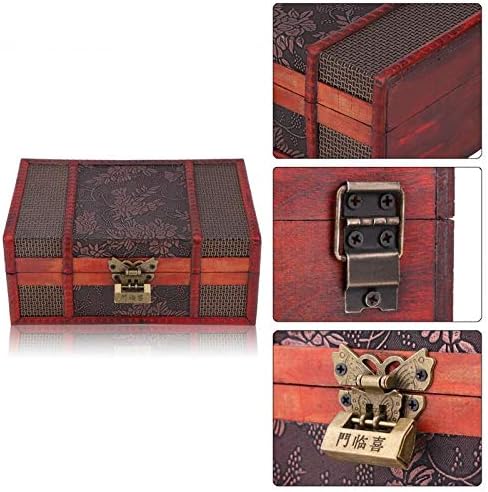 QIAONNAI ZD205 Ретро Дървена Кутия За Съхранение на Ковчег За Бижута Метален Заключване Съкровище Калъф Дървена Настолен