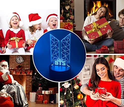 Kpop BTS Bangtan Boys 3D LED Оптична Илюзия Украса Настолна Лампа 16 Цвята Дистанционно Управление Акрилни Визуален лека нощ Великденски, Коледни Подаръци за Рожден Ден за Люби
