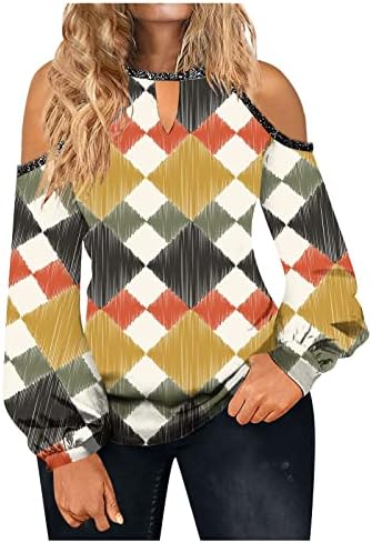Дамски Пуловери, Ежедневни Блузи с открити Рамене, Цветен Пуловер на спагети презрамки с Дълъг Ръкав, Подарък за Свети