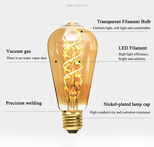 Реколта крушка на Едисон 4W ST64, на база E26, Топло Бяла 2700K AC110V, Антични Led лампа с нажежаема жичка, декорация