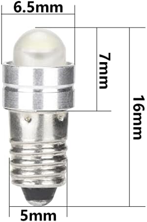 GutReise E5 (E5.5) Led Лампи, 10ШТ E5 Включва лампи dc 4,5 В студен бял цвят 0,2 W 6-7 Lm (4,5 В, студено бяло)