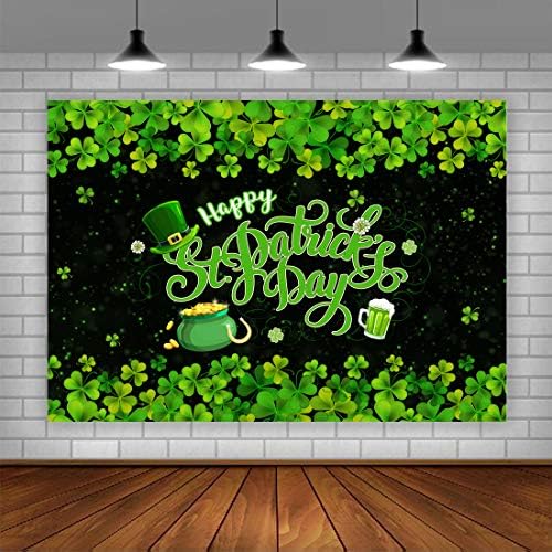 Честит Фон на Деня на Св. Патрик Пролетта Ирландски Зелен Щастлив Фон с Листа Централи за Снимки на Деня на Св. Патрик, Рожден Ден, Детски Душ, Вечерни Накити, Реквизи