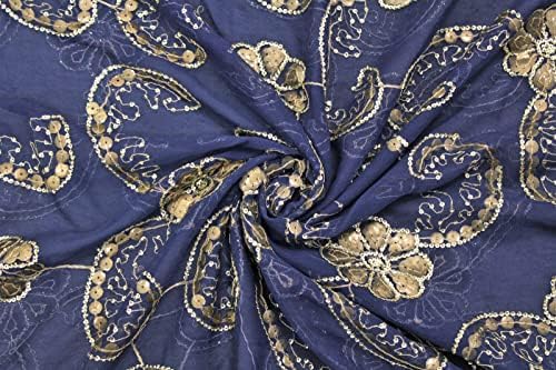 Дамски шалове с цветен модел от винтажной синя кърпа Dupatta от индийския жоржета Peegli от рециклирани плат