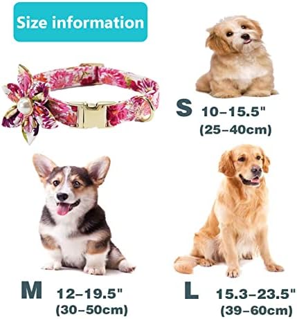 Нашийници за момичета, Куче с Цветен Модел, Нашийници за кучета с Регулируема Метална Катарама, Нашийник за Момичета за Малки, Средни и Големи Кучета (Размер M)