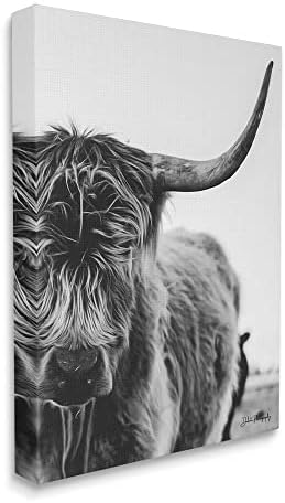 Спокойни снимка Рога говеда Stupell Industries Highland Cow Близък План, Дизайн Дакота Diener