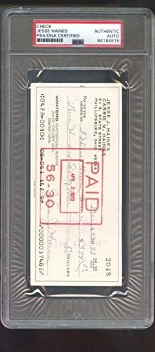 1973 Джеси Хайнес Проверява Автограф с Автограф Auto PSA/ DNA COA Бейзбол - Снимки на MLB с автограф