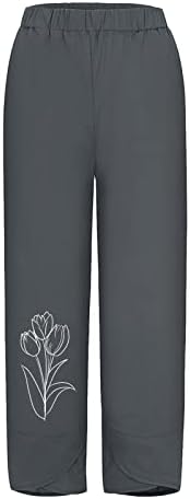 Летни Ленени Панталони за Жени, Широко Отглеждани Панталони от Памук и Лен, Обикновена Удобни Панталони-Капри Размера