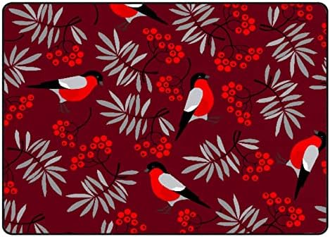 XOLLAR 72x48 инча Големи Детски Коледни Подложки Птици Червенушка Меки Детски килимче за Детската Стая с Всекидневна