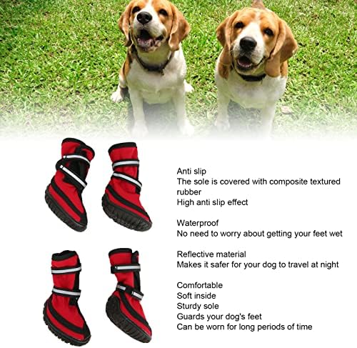 HEEPDD 4 бр. Обувки за кучета, Мека, Градинска Обувки за Кучета, за Защита на Кучешки Лапи със Светлоотразителни Ивици