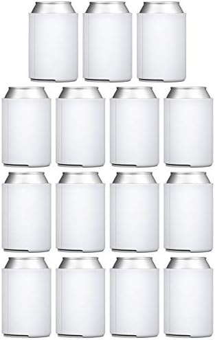 TahoeBay Blank Can Cooler Sleeves (15 пакети) Бели Обикновена Меки Изолирани заготовки за бутилки с газировкой, бира,