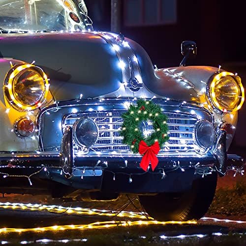 Коледен Венец за украса на автомобила, с осветление, Подходящи за лек автомобил, камион, автомобил или друго превозно