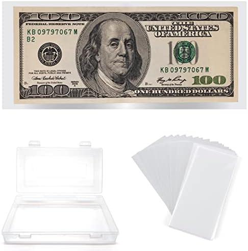 Държач за доларови Банкноти с Футляром За съхранение, Пластмасов Материал, 200 Броя, Прозрачно фолио, Хартиени Пари,