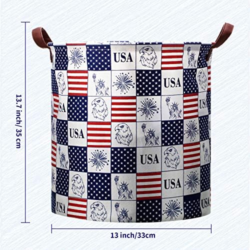 Комплект от 3 теми, Голяма Кошница за дрехи с дръжка, на Американската Звезда и Флаг на 4 юли, Патриотическая Сгъваема