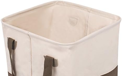 Кош за пране от квадратна кърпа BIRDROCK HOME с дръжки - Сортировач мръсни дрехи - Удобно съхранение - Сгъваема - Кафяво-бяло