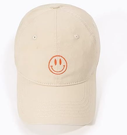 KIGRAD Унисекс бейзболна шапка на Мъжки Дамски Графична Усмихнато Лице Памучен Бродирана шапка За Татко нисък профил