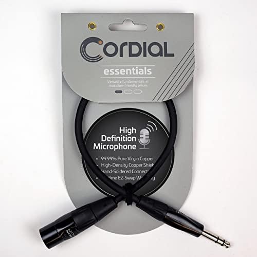 Микрофон кабел CORDIAL Essentials - Балансиран кабел микрофон, 3 щифта съединители XLR с стереоразъемом 1/4 инча, 30