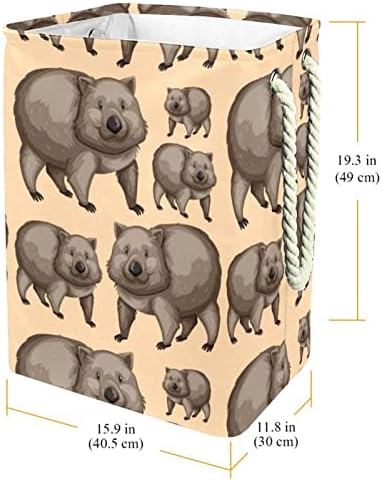 DEYYA Сладки Wombats Животни Кошница за дрехи с Дръжки Сгъваема Кошница за дрехи Вградена Подплата с Подвижни Скоби Организация