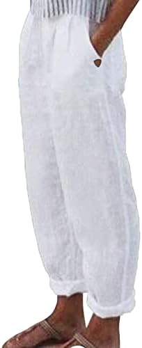 Дамски Ежедневни Панталони от памук и Лен, Удобни Летни Плажни Панталони на Цветя Принтом Еластичен Колан, Дишащи Панталони
