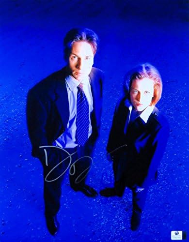 Дейвид Духовни и Джилиан Андерсън подписа снимка 11X14 с автограф на Секретни материали GV852432