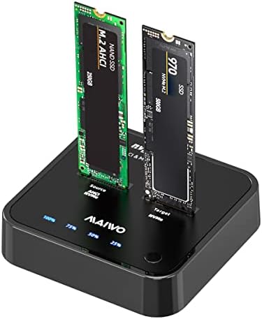Восъчни докинг станция за твърд диск MAIWO M. 2 NVMe/AHCI с две отделения, адаптер NVMe/AHCI към USB C подкрепа на 20