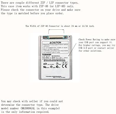 USB-корпус Cubeternet Caddy Дело за 1,8-инчов твърд диск ZIF LIF (iPod) с гнездо ZIF-40