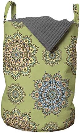 Азиатската чанта за дрехи Ambesonne, С Ориенталски Орнаменти и Шарките под формата на Медальон Мандала на Фона на Абстрактни