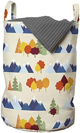 Чанта за дрехи Ambesonne Landscape с повтарящ се модел на Заснежените планински вериги и дървета в Есенния сезон, Кошница