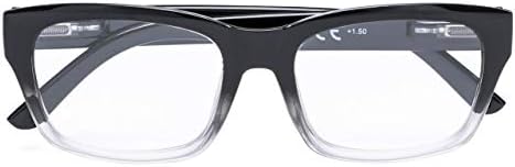 Очила за четене в голяма Квадратна рамка Eyekepper с кутия пролетта панти от 5 групи, в комплекта са включени четци Sunshine + 2,25