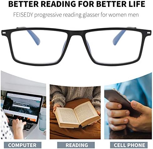 FEISEDY Прогресивно Мультифокальные Очила За Четене със Синя Светлина, Компютърни Очила с Антирефлексно Покритие, Напрежение