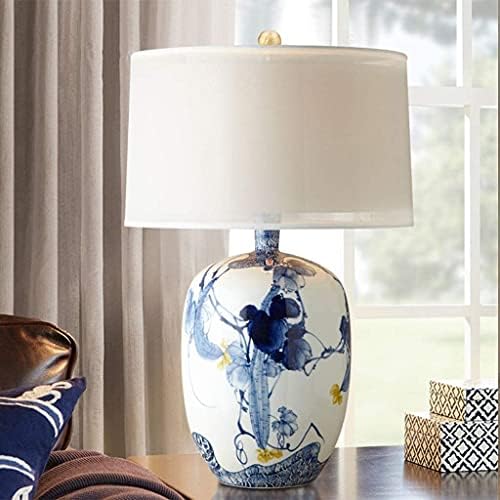 ШИПТ Модерна Нова Китайска Синя Ръчно Рисувани От Гъба Керамична Настолна Лампа Ретро Модел Стая Хол и Спалня Нощни Декоративни Лампи