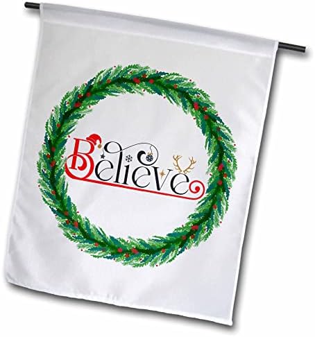 Коледен венец 3dRose с празнична цитат Believe, SM3DR - Flags (fl_353374_1)