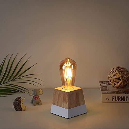 Титуляр Настолна лампа SUNLLOK На Прикроватной нощното шкафче с дървена основа, Метална Малка Нощна лампа Средата на