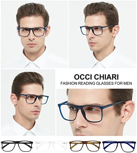 OCCI CHIARI Големи Очила За Четене Мъжки Извънгабаритни Квадратни Ридеры С Пружинным тръба на шарнирна Връзка 1.0 1.25