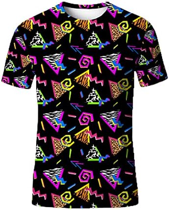 LESOCUSTOM 80s 90s Мъжка Тениска Ретро Големи и Високи Тениски Хип Хоп Тениска Смешни Диско Ризи с Къс Ръкав за Мъже