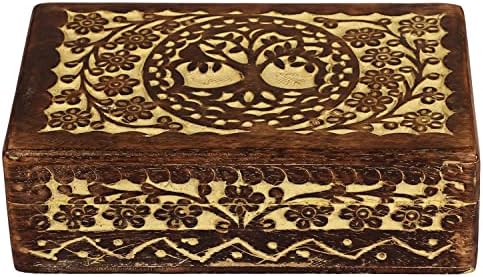 8-инчов Дървена Ковчег за Бижута ETROVES - Ръчно изработени От Дърво, Преносим Органайзер за съкровище, Сувенир За спомен