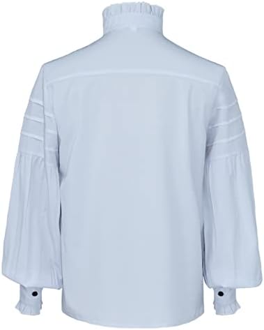 Ренессансная Блуза С Буйни Ръкав за Мъже Готическата Реколта Придворная Риза С Висока Яка и Подолом С Дълъг Ръкав С Буйни