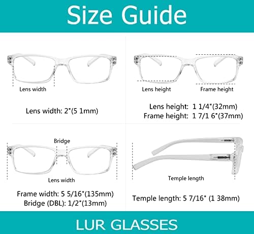 LUR 6 опаковки, прозрачни очила за четене + 3 опаковки очила за четене в метална рамка (общо 9 двойки ридеров + 2,25)