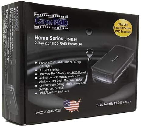 CineRAID CR-H212 (преносим твърд диск с две въздушни камери, USB 3.0 SuperSpeed) се Поддържа от 2 TB, поддържа RAID (само